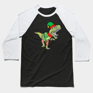 Dinosaur In Elf Costume Christmas Baseball T-Shirt